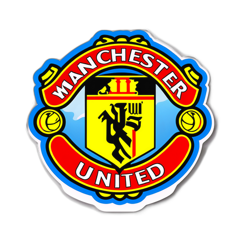 สติกเกอร์โลโก้ทีมแมนเชสเตอร์ยูไนเต็ดพร้อมข้อความ "We are Man U!"