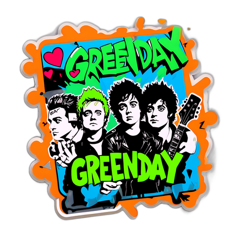 En kreativ representation av Green Days albumomslag i livlig graffiti-stil