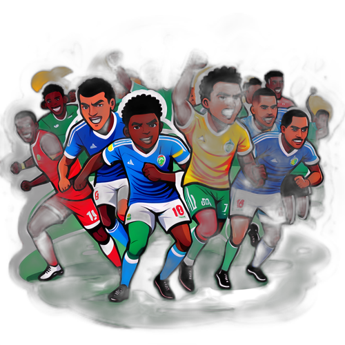 Ilustrações de jogadores do Goiás e CRB em uma competição acirrada