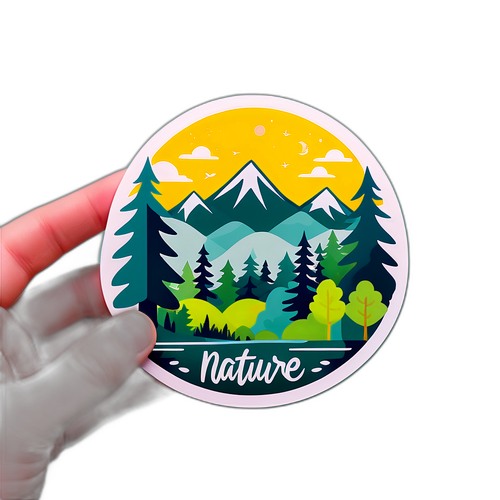 Sticker Tema Alam dengan Lanskap Hutan Damai