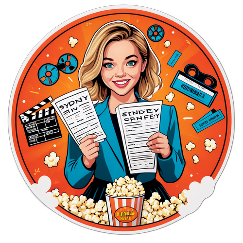 Stiker Aksi Ceria Sydney Sweeney