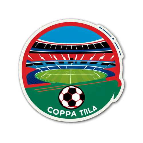 Sticker con ilustración de estadio de fútbol: Coppa Italia, Milan vs Roma