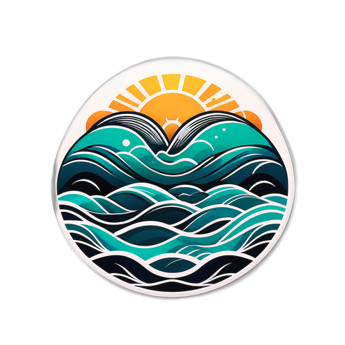 Simbolo Delta con Onde Astratte e Elementi Naturali