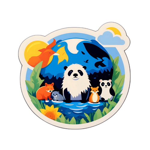 地球温暖化の影響を受ける動物の保護を強調するステッカー