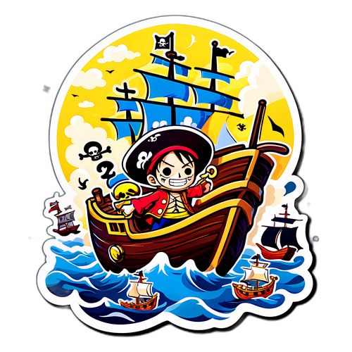 Whimsical One Piece Pirate Adventure Sticker