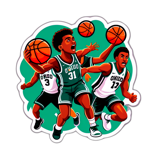 Action-Packed Ohio Basketball Sticker