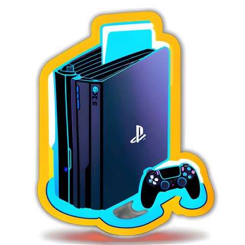 Neon Gaming Avontuur: PlayStation 5 Pro Sticker