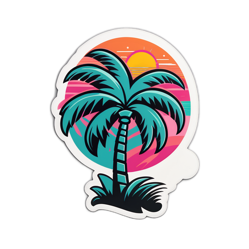 Un sticker de una palmera estilizada con el logo de Inter Miami
