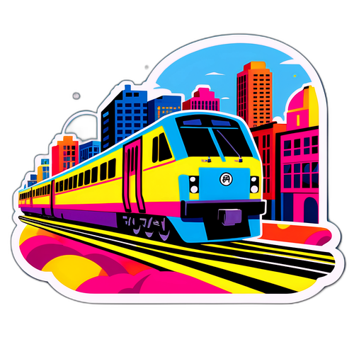 Ilustração do Trem CPTM em uma Paisagem Urbana Vibrante