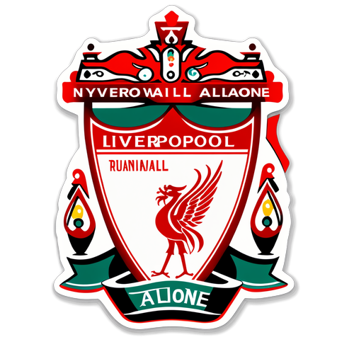 Thiết kế sticker với logo Liverpool và câu 'You'll Never Walk Alone'