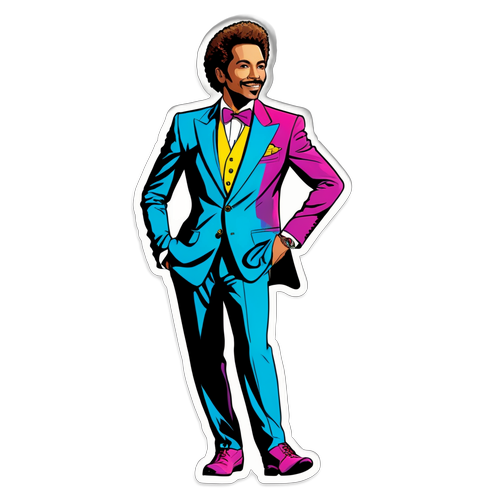 הוא מחופש בחליפה צבעונית