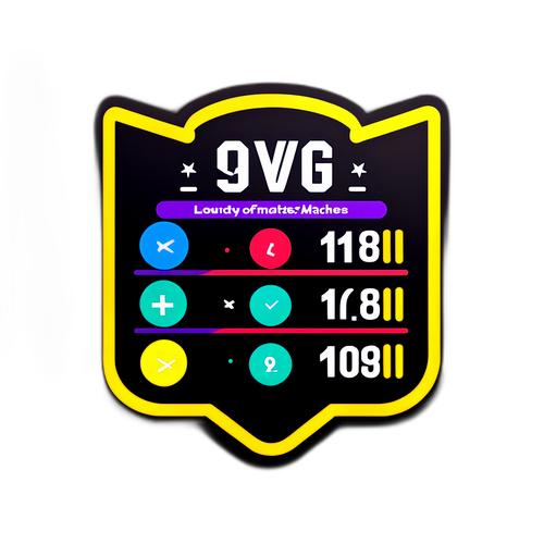 Sticker cu un tablou de scor animat ilustrând meciuri recente și statistici
