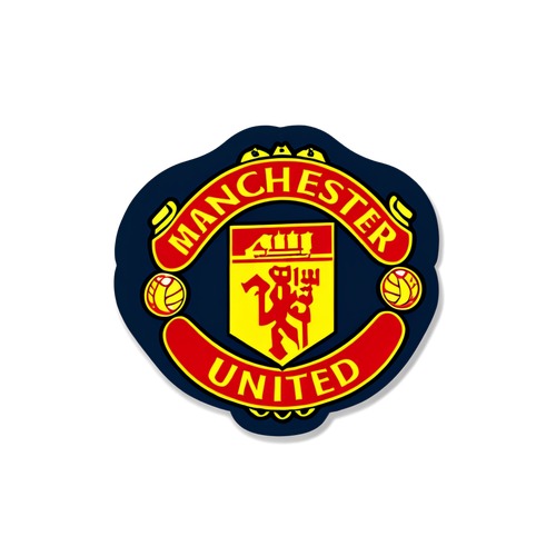 Logo Manchester United z piłką nożną i fanami