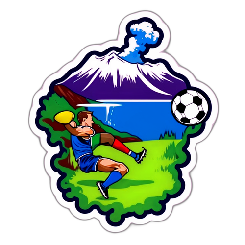 Sticker yenye Mandhari ya Milima ya Scotland na Giza za Iceland pamoja na Mpira wa Miguu