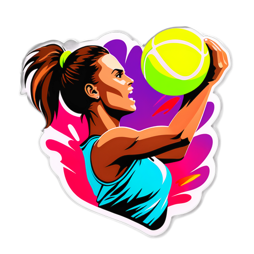 En kraftfuld silhuet af Aryna Sabalenka, der serverer en tennisbold