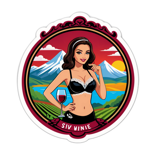 สติกเกอร์บราที่มีโลโก้ไวน์ชื่อดังและภาพวิวธรรมชาติ