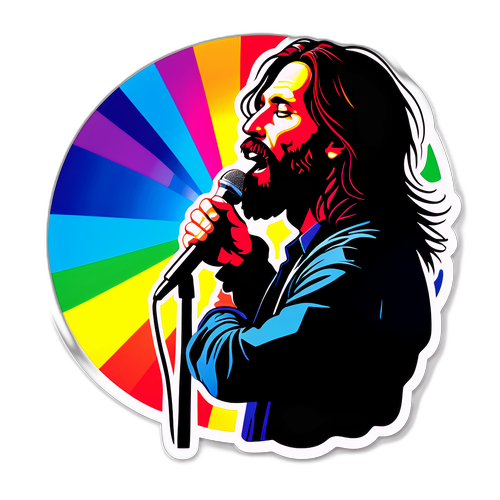 Silueta Chris Robinson zpívající do mikrofonu