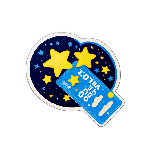 Bilhete de Loteria Quina com Estrelas e Brilhos