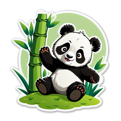 在竹林里玩耍的可爱熊猫