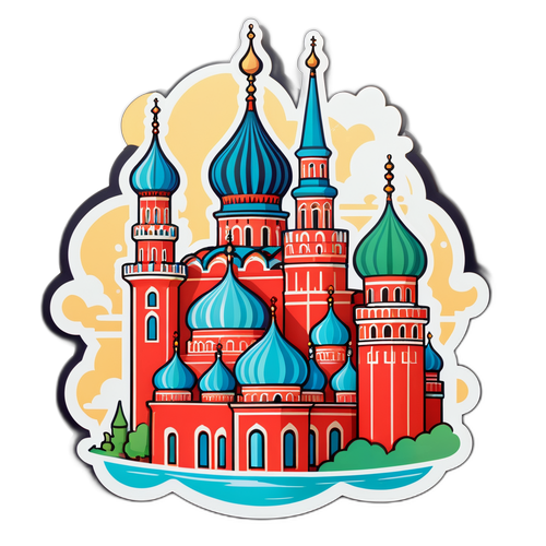 Наклейка с яркими иллюстрациями Казани