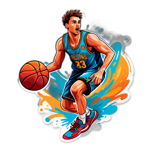 Basketball action klistermærke af Luc Steins