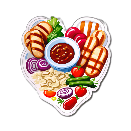 Καρδιά με σουβλάκι και σάλτσες