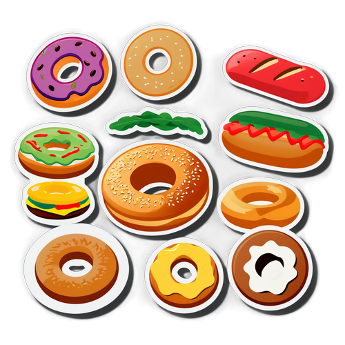 Színes Bagel formák és kreatív ételek