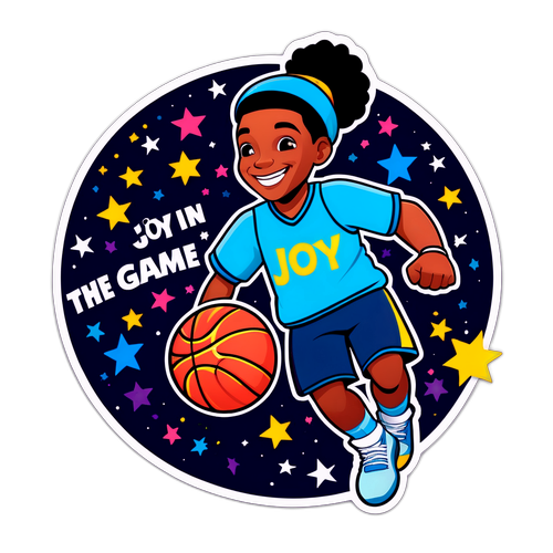 Joyful Basketball Dribbling Sticker
