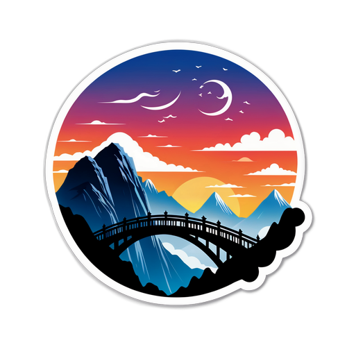 Sticker mit der Silhouette der höchsten Brücke Chinas