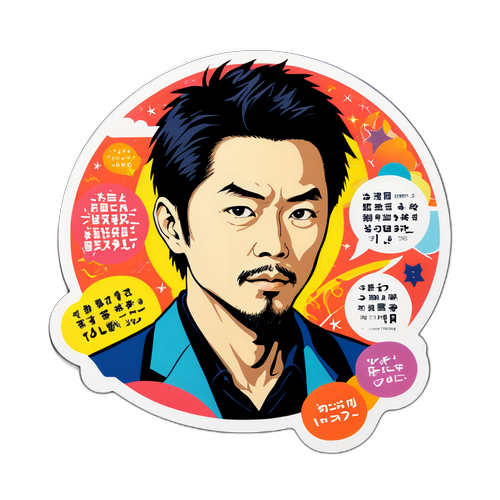 岡田准一の作品からの名言コラージュステッカー