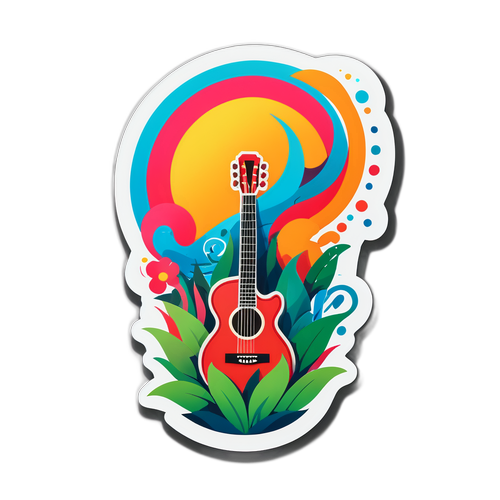 Sticker artistique de Carl Grillmair, fusionnant nature et musique