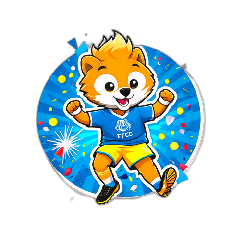Sticker cu mascota Pafos FC sărbătorind