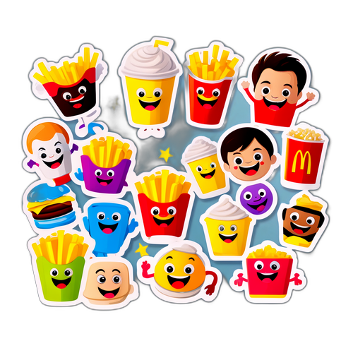 マクドナルドのハッピーミールキャラクターのカラフルなステッカー