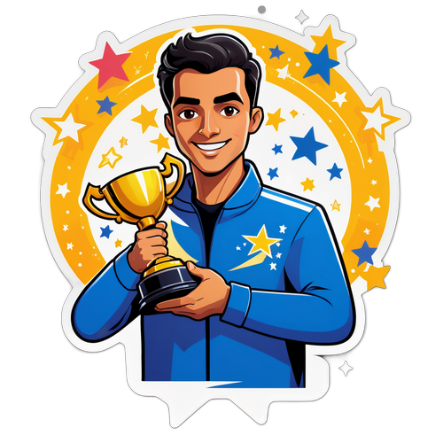 Adesivo de Vitor Roque com Troféu