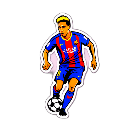 מדבקת כדורגלן דריבל עם חולצת ברצלונה