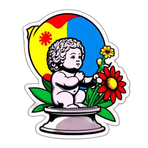 Mpambe wa Taifa wa North Macedonia mbele ya Sanamu ya Manneken Pis ya Ubelgiji