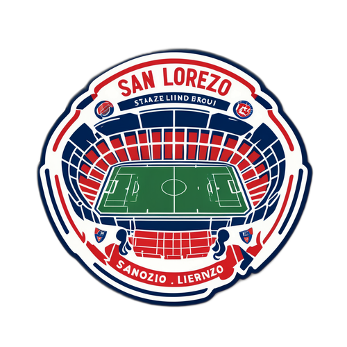 Diseño de San Lorenzo con su famoso estadio y aficionados animando