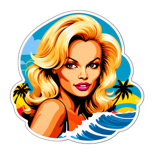 Vibrant retro sticker av Pamela Anderson
