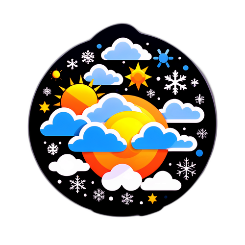 Sticker na may AccuWeather Logo at mga Icon ng Panahon