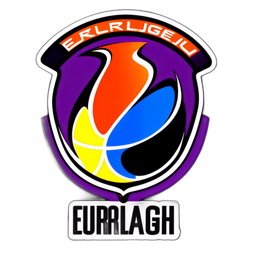 Σχέδιο αυτοκόλλητου με το λογότυπο της EuroLeague, περιλαμβάνοντας ποδόσφαιρο και μπάσκετ