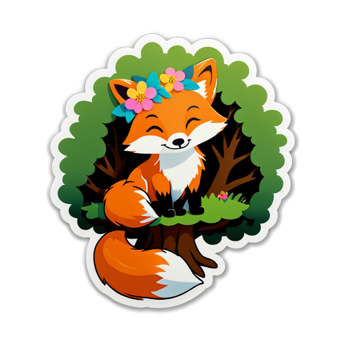 Curl Up with Cuteness: The Adorable Fox in a Flower Crown You Can't Resist!