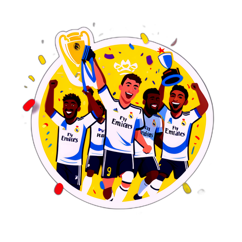 En lekfull klistremerke som feirer Real Madrids seier