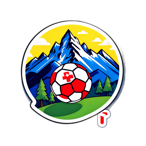 Ilustrasi Lucu Alps Swiss dengan Bola Sepak