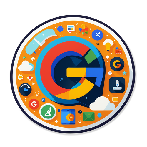 Fargerik Google-klistremerke med teknologiikoner