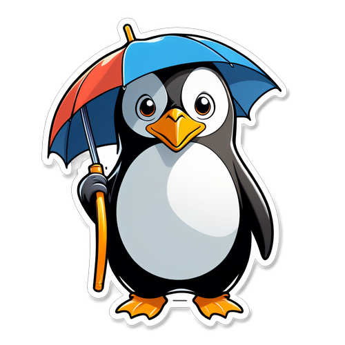 Penguin ng Gotham: Vintage Cartoon Sticker na May Umbrella - Isang Sulyap sa Nostalgia!