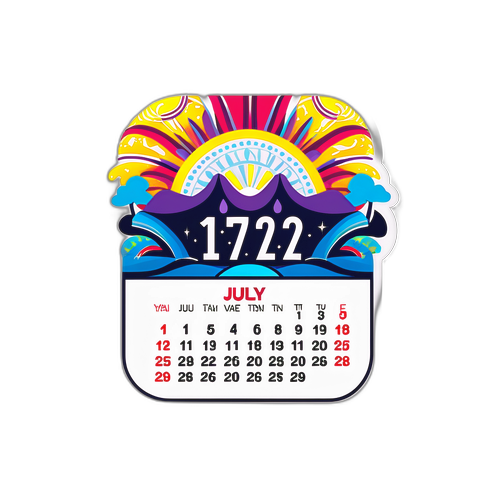 Стикер с датой 7 июля 2025 года в виде календаря