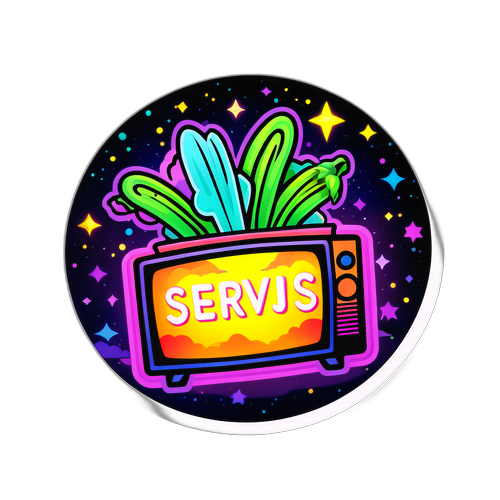 Servus TV Neon Sticker mit Magischer Nacht-Szene