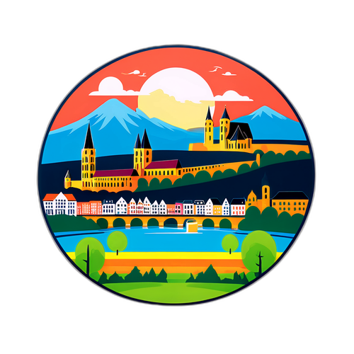 Eventyrlig klistremerke av Triers bysilhuett