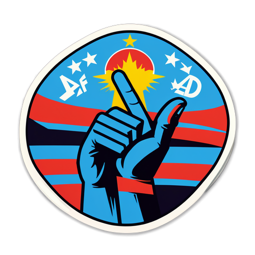 Sticker cu mesaj politic despre AfD