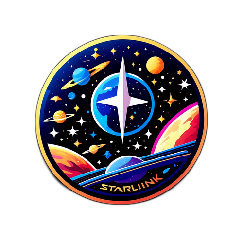 Futuristisk klistermärke med Starlink-logotyp